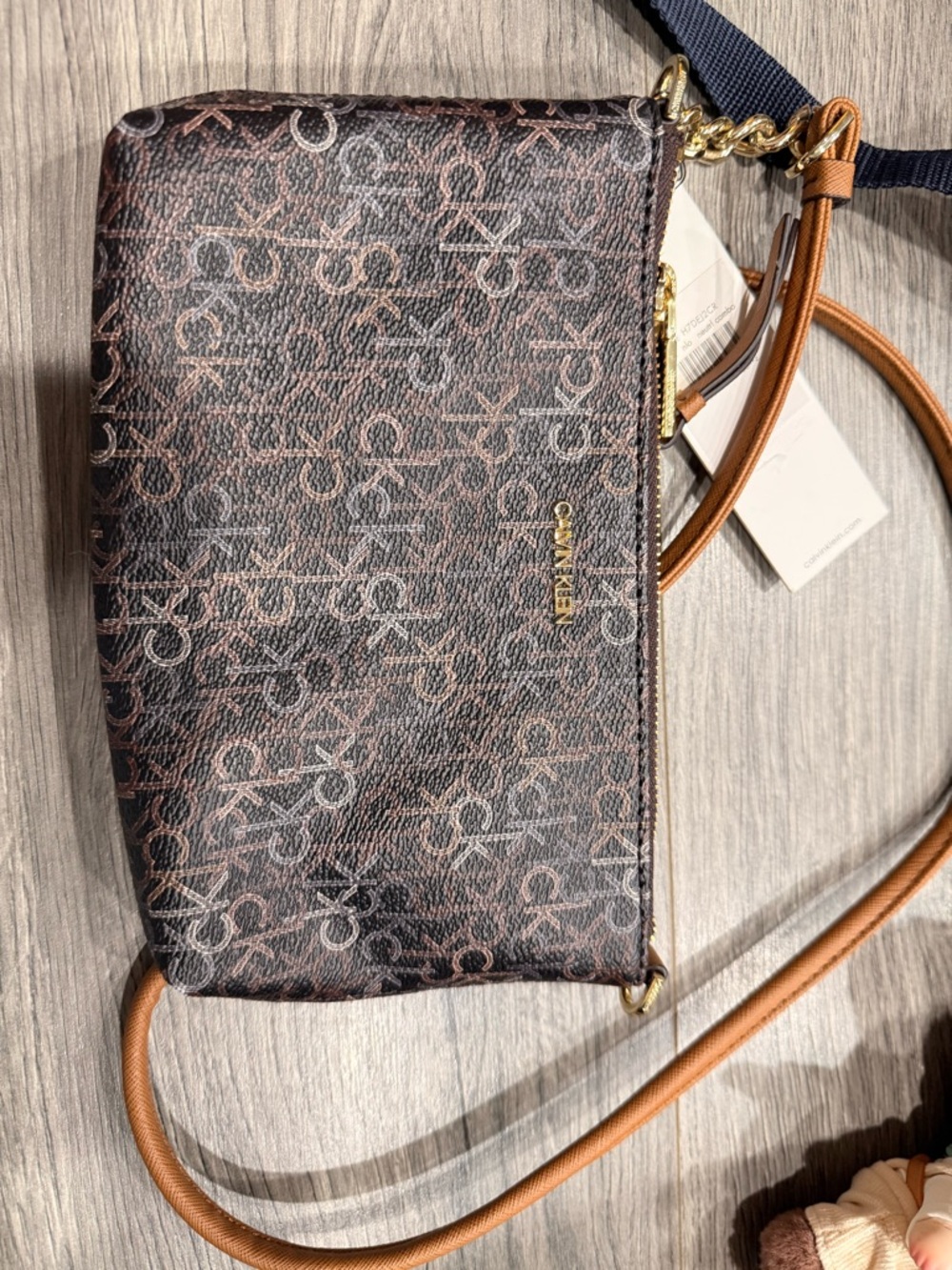 Calvin Klein Brown Monogram Crossbody Bag